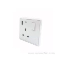 White Power Socket With Usb Socket And Switch